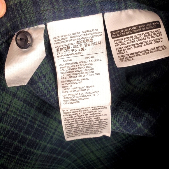 Men's Levi's Red Tag Flannel shirt. Blue Green plaid. LG - Picture 7 of 12